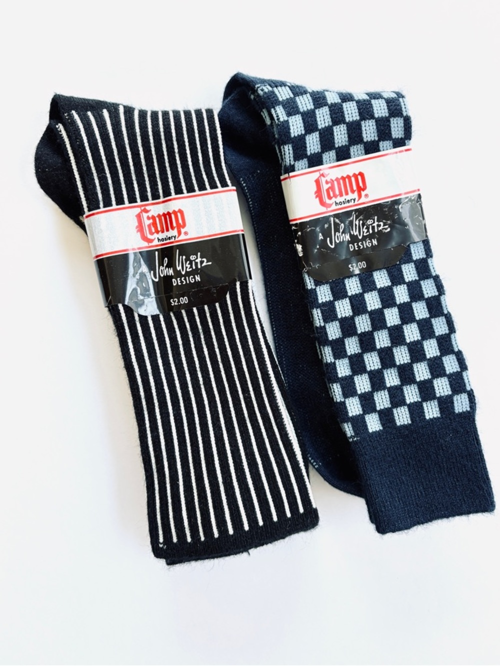 Camp Hosiery John Weitz Design Mens Socks Size 10-13 Set of 2 Acrylic Nylon